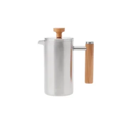 Double Wall Stainless Steel French Press with Oak Handle, 350ml, Silver Oak French Press