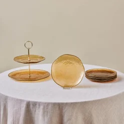 Online Dune Glass 7-Piece Serveware Set for 6 People, Brown See All Serveware Sets|Glass Serveware Sets