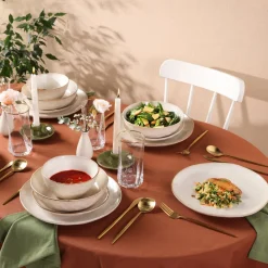 Outlet Earth Collection Aria 55-Piece Stoneware Ceramic Dinner Set for 12 People, Beige Stoneware Dinner Sets|See All Dinner Sets