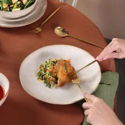 Outlet Earth Collection Aria 55-Piece Stoneware Ceramic Dinner Set for 12 People, Beige Stoneware Dinner Sets|See All Dinner Sets