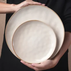 Outlet Earth Collection Aria 55-Piece Stoneware Ceramic Dinner Set for 12 People, Beige Stoneware Dinner Sets|See All Dinner Sets