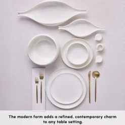 Best Earth Collection Clay 55-Piece Porcelain Dinner Set for 12 People, White Porcelain Dinner Sets
