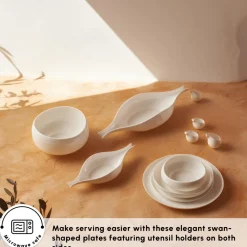 Best Earth Collection Clay 55-Piece Porcelain Dinner Set for 12 People, White Porcelain Dinner Sets