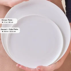 Best Earth Collection Clay 55-Piece Porcelain Dinner Set for 12 People, White Porcelain Dinner Sets