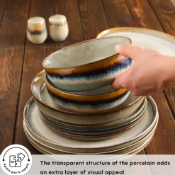 New Earth Collection Earthy Reactive Glaze 52-Piece Stoneware Dinner Set for 12 People, Multi See All Dinner Sets|Stoneware Dinner Sets