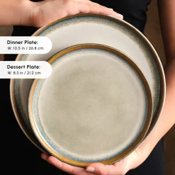 New Earth Collection Earthy Reactive Glaze 52-Piece Stoneware Dinner Set for 12 People, Multi See All Dinner Sets|Stoneware Dinner Sets