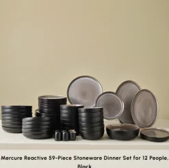 Sale Earth Collection Mercure Reactive Glaze 59-Piece Dinner Set for 12 People, Multi See All Dinner Sets|Stoneware Dinner Sets