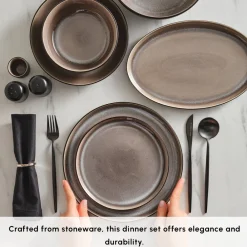 Sale Earth Collection Mercure Reactive Glaze 59-Piece Dinner Set for 12 People, Multi See All Dinner Sets|Stoneware Dinner Sets