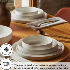 Discount Earth Collection Matte Glaze 55-Piece Porcelain Dinner Set for 12 People, White See All Dinner Sets|Porcelain Dinner Sets