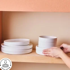 Discount Earth Collection Matte Glaze 55-Piece Porcelain Dinner Set for 12 People, White See All Dinner Sets|Porcelain Dinner Sets