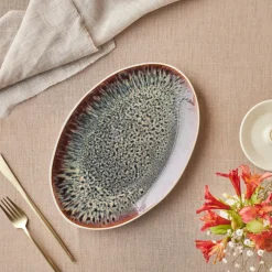 Best Earth Collection New Galactic Reactive Glaze Serving Platter, 30cm, White Serving Platters