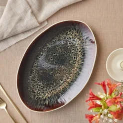 Sale Earth Collection New Galactic Reactive Glaze Large Serving Platter, 36cm, White Serving Platters