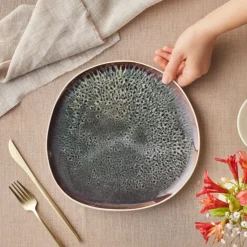 Clearance Earth Collection New Galactic Reactive Glaze Dinner Plate, 27cm, White Dinner Plates