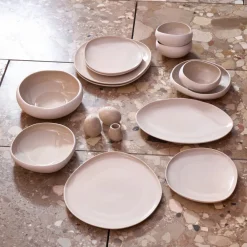 Hot Earth Collection New Cupid 55-Piece Stoneware Dinner Set for 12 People, Cream See All Dinner Sets|Stoneware Dinner Sets
