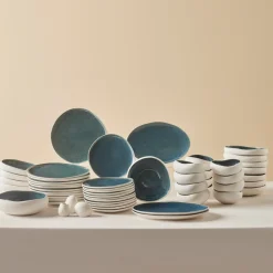 Clearance Earth Collection New Galactic Oscar Reactive Glaze 55-Piece Dinner Set for 12 People, Multi See All Dinner Sets|Reactive Glaze Dinner Sets