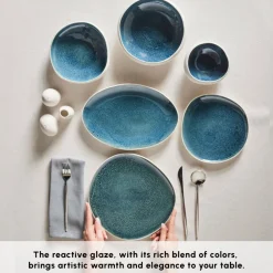 Clearance Earth Collection New Galactic Oscar Reactive Glaze 55-Piece Dinner Set for 12 People, Multi See All Dinner Sets|Reactive Glaze Dinner Sets