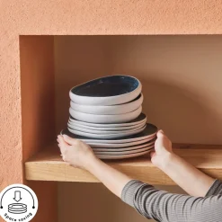 Clearance Earth Collection New Galactic Oscar Reactive Glaze 55-Piece Dinner Set for 12 People, Multi See All Dinner Sets|Reactive Glaze Dinner Sets