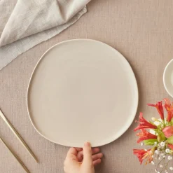 Earth Collection New Cupid Reactive Glaze Dinner Plate, 27cm, Beige White Dinner Plates