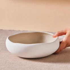 Discount Earth Collection New Cupid Pasta Bowl, 21cm, Beige White Pasta Bowls