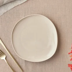 Sale Earth Collection New Cupid Dessert/Side Plate, 22cm, Beige White Side Plates