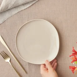 Sale Earth Collection New Cupid Dessert/Side Plate, 22cm, Beige White Side Plates