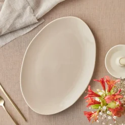 Hot Earth Collection New Cupid Large Serving Platters, 36cm, Beige White Serving Platters