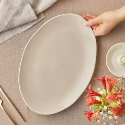 Hot Earth Collection New Cupid Large Serving Platters, 36cm, Beige White Serving Platters