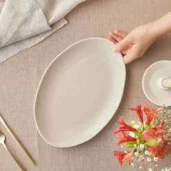 Hot Earth Collection New Cupid Serving Platters, 30cm, Beige White Serving Platters