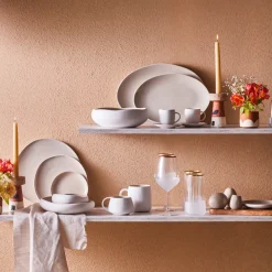 Hot Earth Collection New Cupid Serving Platters, 30cm, Beige White Serving Platters