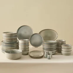 Best Earth Collection Skal 55-Piece Stoneware Dinner Set for 12 People, Grey See All Dinner Sets|Stoneware Dinner Sets
