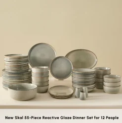 Best Earth Collection Skal 55-Piece Stoneware Dinner Set for 12 People, Grey See All Dinner Sets|Stoneware Dinner Sets