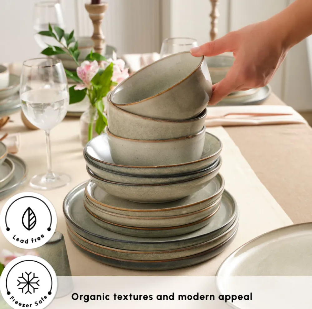 Best Earth Collection Skal 55-Piece Stoneware Dinner Set for 12 People, Grey See All Dinner Sets|Stoneware Dinner Sets