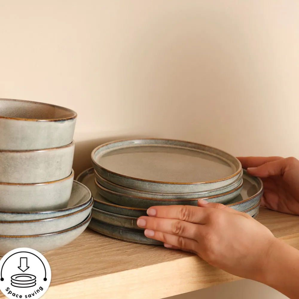 Best Earth Collection Skal 55-Piece Stoneware Dinner Set for 12 People, Grey See All Dinner Sets|Stoneware Dinner Sets