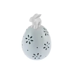 Easter Stoneware Glass Decorative Trinket, White Blue Ornaments