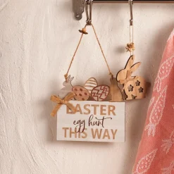 Outlet Easter This Way Wooden Decorative Wall Hanging, 15cmx15cm, Multi Ornaments