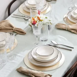 New Eclipse 57-Piece Bone China Dinner Set for 12 People, White Platinum See All Dinner Sets|Bone China Dinner Sets