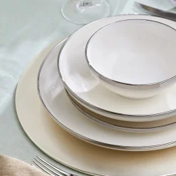 New Eclipse 57-Piece Bone China Dinner Set for 12 People, White Platinum See All Dinner Sets|Bone China Dinner Sets