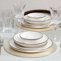 New Eclipse 57-Piece Bone China Dinner Set for 12 People, White Platinum See All Dinner Sets|Bone China Dinner Sets