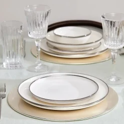 New Eclipse 57-Piece Bone China Dinner Set for 12 People, White Platinum See All Dinner Sets|Bone China Dinner Sets