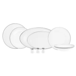 New Eclipse 57-Piece Bone China Dinner Set for 12 People, White Platinum See All Dinner Sets|Bone China Dinner Sets