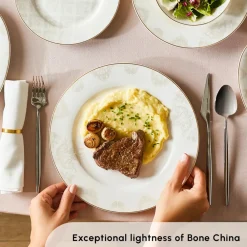 New Elegance Bone China Siena 53-Piece Dinner Set for 12 People, See All Dinner Sets|Bone China Dinner Sets