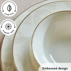 New Elegance Bone China Siena 53-Piece Dinner Set for 12 People, See All Dinner Sets|Bone China Dinner Sets