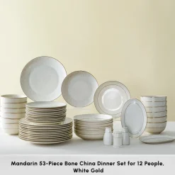 Discount Elegance Bone China Mandarin 53-Piece Dinner Set for 12 People, See All Dinner Sets|Bone China Dinner Sets