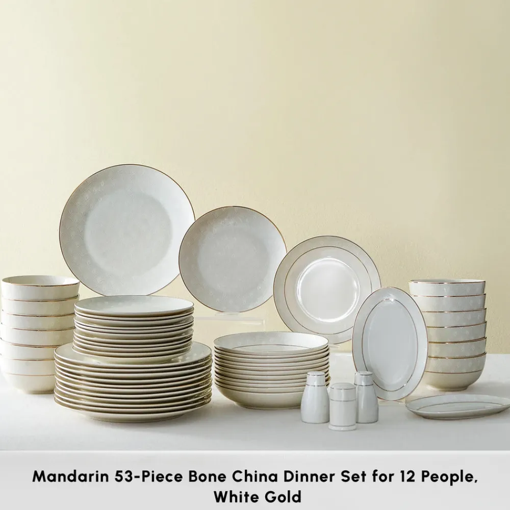 Discount Elegance Bone China Mandarin 53-Piece Dinner Set for 12 People, See All Dinner Sets|Bone China Dinner Sets