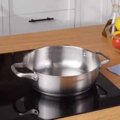 Sale Elite Stainless Steel Induction Shallow Casserole & Lid, 24cm, Silver Pots|Induction Cookware