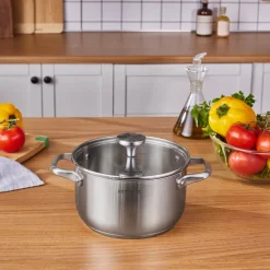 New Elite Stainless Steel Induction Stock Pot & Lid, 20cm, Silver Pots|Induction Cookware