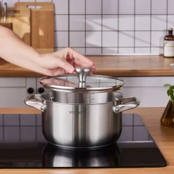 New Elite Stainless Steel Induction Stock Pot & Lid, 20cm, Silver Pots|Induction Cookware