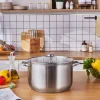 Outlet Elite Stainless Steel Induction Stock Pot & Lid, 30cm, Silver Pots|Induction Cookware