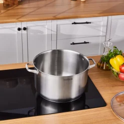 Outlet Elite Stainless Steel Induction Stock Pot & Lid, 30cm, Silver Pots|Induction Cookware