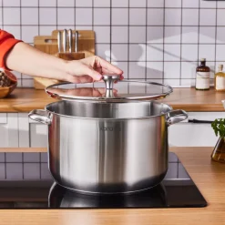 Outlet Elite Stainless Steel Induction Stock Pot & Lid, 30cm, Silver Pots|Induction Cookware